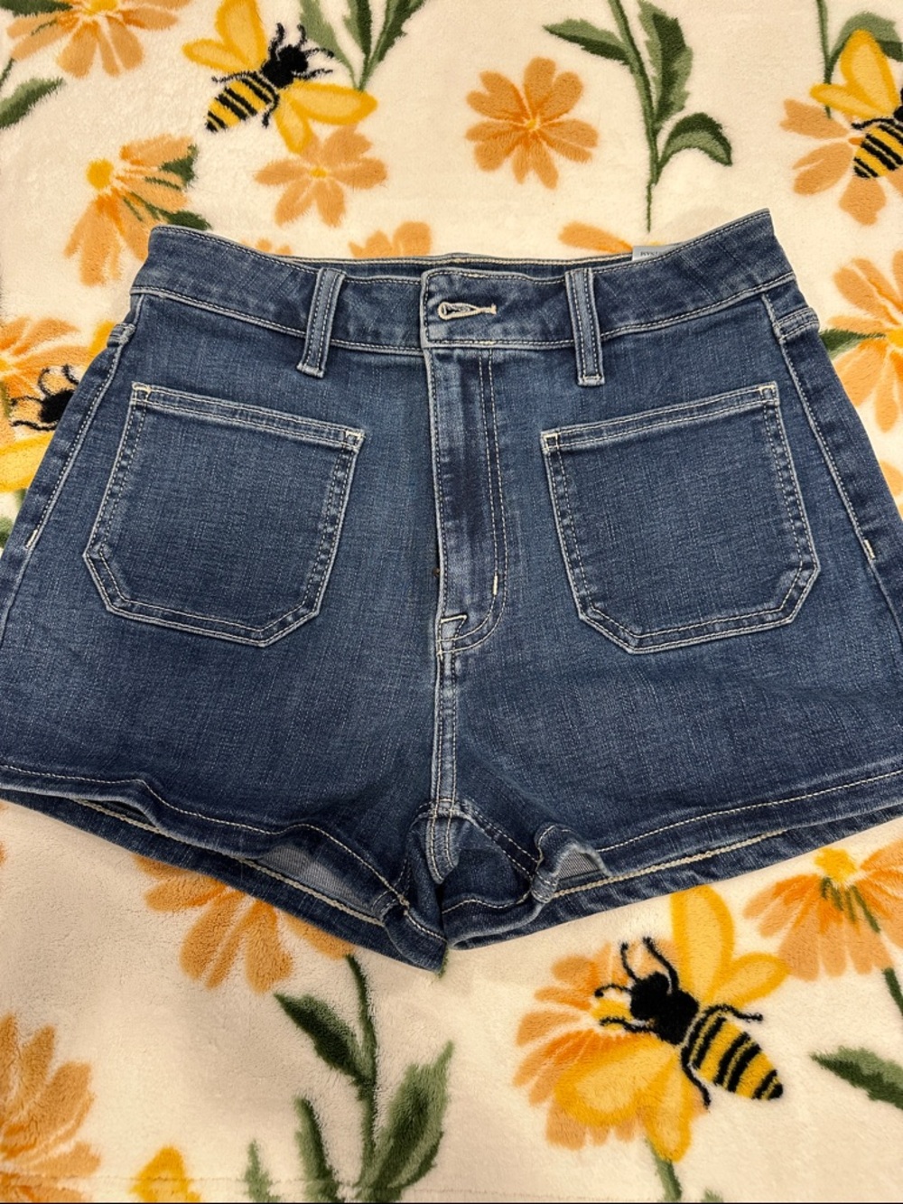 eunina Dark Blue High-Rise Denim Shorts